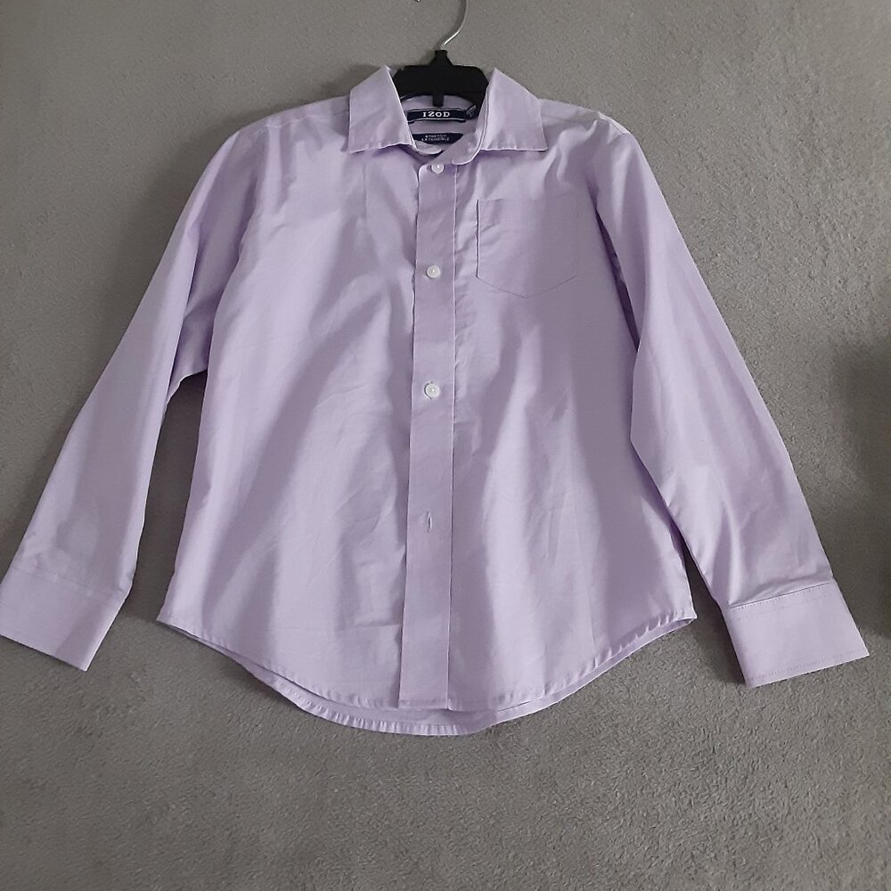 IZOD Size 8 Light Purple Boys Dress Shirt Long Sleeve